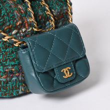 画像をギャラリービューアに読み込む, 新品同様 CHANEL シャネル スモールバックパック AS3947 ランダム番台 ココマーク ツイード ラムスキン グリーン ゴールド金具 中古 4a006136