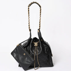 極美品 CHANEL シャネル CHANEL 25 ミディアム チェーンワンショルダーバッグ AS5311 ココマーク キャビアスキン ブラック 中古 4a006147