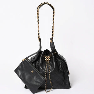 極美品 CHANEL シャネル CHANEL 25 ミディアム チェーンワンショルダーバッグ AS5311 ココマーク キャビアスキン ブラック 中古 4a006147