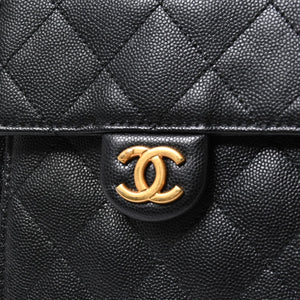 極美品 CHANEL シャネル CHANEL 25 ミディアム チェーンワンショルダーバッグ AS5311 ココマーク キャビアスキン ブラック 中古 4a006147