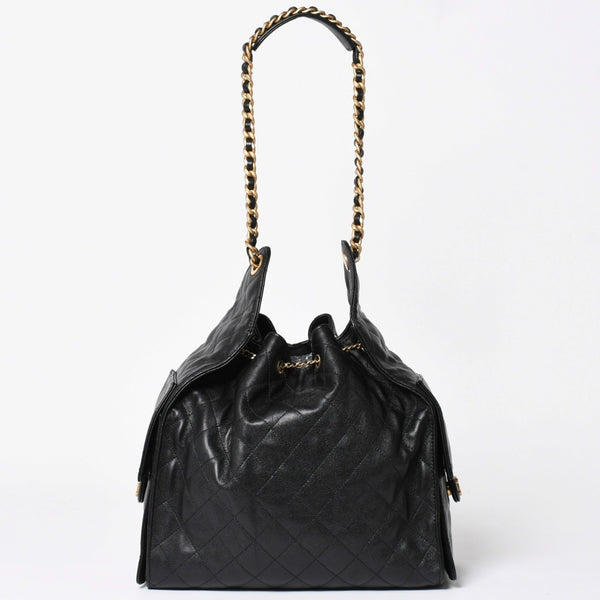 極美品 CHANEL シャネル CHANEL 25 ミディアム チェーンワンショルダーバッグ AS5311 ココマーク キャビアスキン ブラック 中古 4a006147