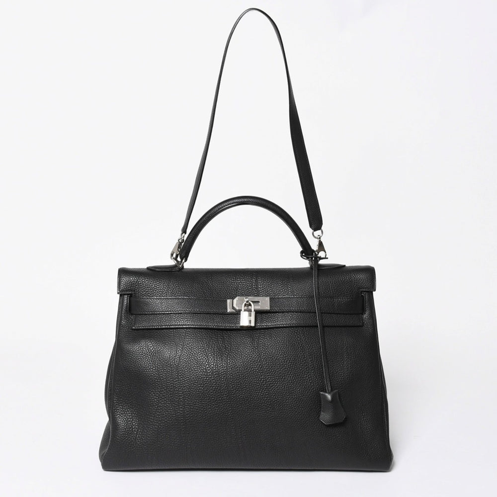 極美品 HERMES エルメス ケリー 40 ハンドバッグ 2WAY ブラック 内縫い トゴ シルバー金具 ◻︎H刻印 中古 4a006329