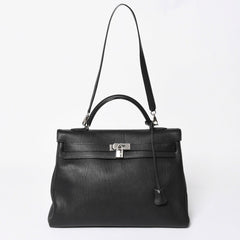 極美品 HERMES エルメス ケリー 40 ハンドバッグ 2WAY ブラック 内縫い トゴ シルバー金具 ◻︎H刻印 中古 4a006329