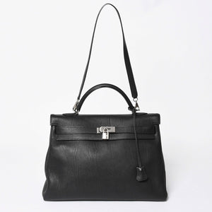 極美品 HERMES エルメス ケリー 40 ハンドバッグ 2WAY ブラック 内縫い トゴ シルバー金具 ◻︎H刻印 中古 4a006329