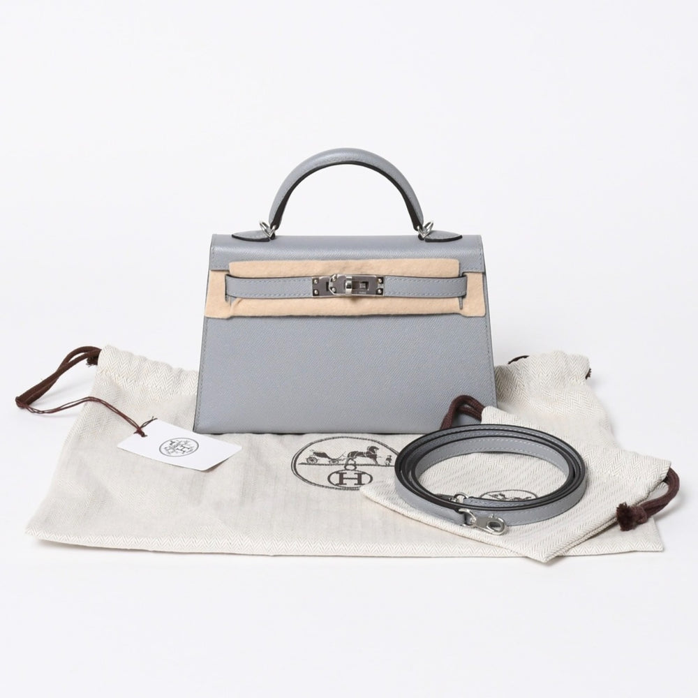 新品同様 HERMES エルメス MINI KELLY 2 ミニケリー2 2WAYバッグ ヴォーマダム グリパンタン パラジウム金具 K刻印 2025年製 中古 4a006257