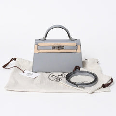 新品同様 HERMES エルメス MINI KELLY 2 ミニケリー2 2WAYバッグ ヴォーマダム グリパンタン パラジウム金具 K刻印 2025年製 中古 4a006257
