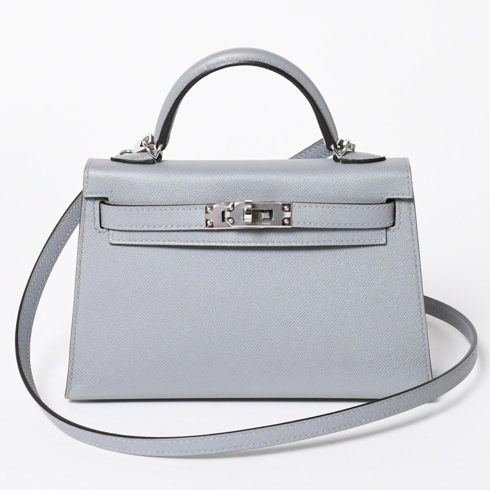 新品同様 HERMES エルメス MINI KELLY 2 ミニケリー2 2WAYバッグ ヴォーマダム グリパンタン パラジウム金具 K刻印 2025年製 中古 4a006257