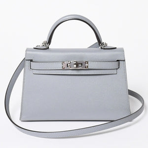 新品同様 HERMES エルメス MINI KELLY 2 ミニケリー2 2WAYバッグ ヴォーマダム グリパンタン パラジウム金具 K刻印 2025年製 中古 4a006257