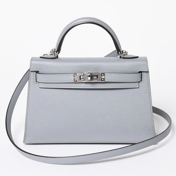 新品同様 HERMES エルメス MINI KELLY 2 ミニケリー2 2WAYバッグ ヴォーマダム グリパンタン パラジウム金具 K刻印 2025年製 中古 4a006257