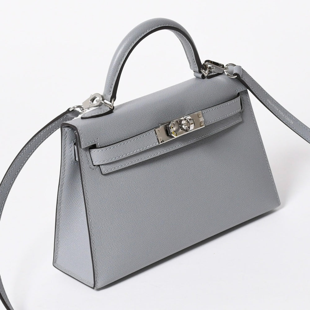 新品同様 HERMES エルメス MINI KELLY 2 ミニケリー2 2WAYバッグ ヴォーマダム グリパンタン パラジウム金具 K刻印 2025年製 中古 4a006257