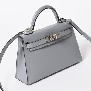 新品同様 HERMES エルメス MINI KELLY 2 ミニケリー2 2WAYバッグ ヴォーマダム グリパンタン パラジウム金具 K刻印 2025年製 中古 4a006257