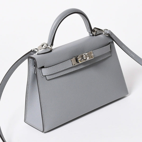 新品同様 HERMES エルメス MINI KELLY 2 ミニケリー2 2WAYバッグ ヴォーマダム グリパンタン パラジウム金具 K刻印 2025年製 中古 4a006257