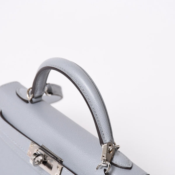 新品同様 HERMES エルメス MINI KELLY 2 ミニケリー2 2WAYバッグ ヴォーマダム グリパンタン パラジウム金具 K刻印 2025年製 中古 4a006257