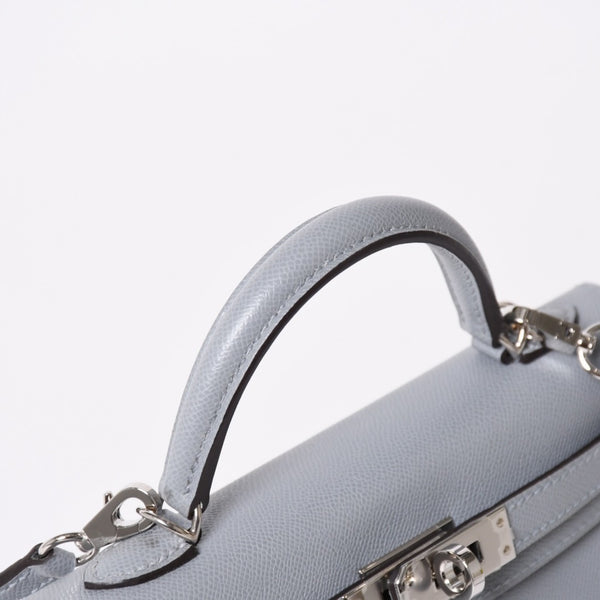 新品同様 HERMES エルメス MINI KELLY 2 ミニケリー2 2WAYバッグ ヴォーマダム グリパンタン パラジウム金具 K刻印 2025年製 中古 4a006257