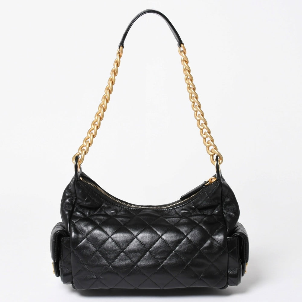 新品同様 CHANEL シャネル ラージ ホーボー ワンショルダーバッグ AS5339 ランダム番台 ココマーク ラムスキン ブラック 中古 4a006148