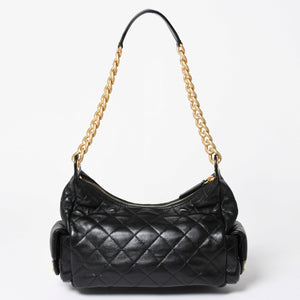 新品同様 CHANEL シャネル ラージ ホーボー ワンショルダーバッグ AS5339 ランダム番台 ココマーク ラムスキン ブラック 中古 4a006148