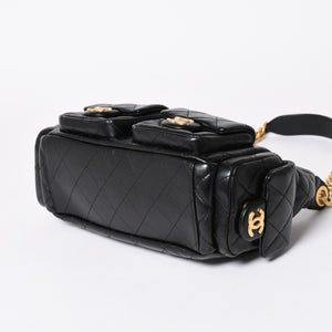 新品同様 CHANEL シャネル ラージ ホーボー ワンショルダーバッグ AS5339 ランダム番台 ココマーク ラムスキン ブラック 中古 4a006148