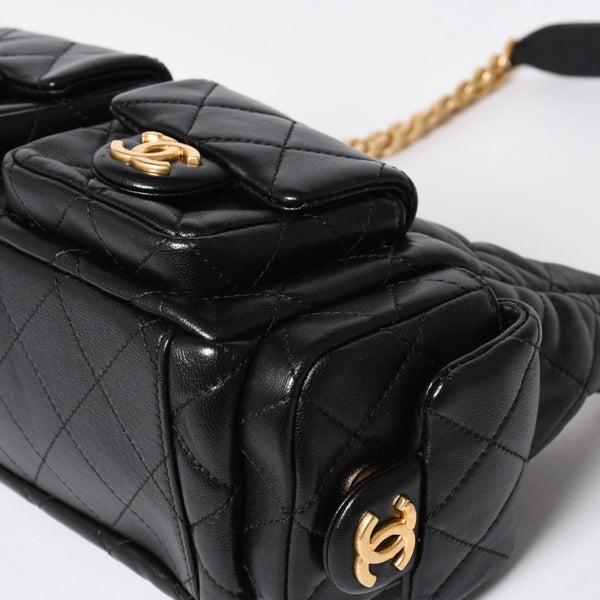 新品同様 CHANEL シャネル ラージ ホーボー ワンショルダーバッグ AS5339 ランダム番台 ココマーク ラムスキン ブラック 中古 4a006148