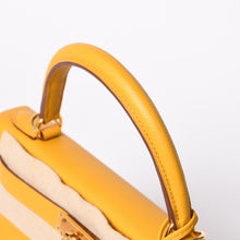 画像をギャラリービューアに読み込む, 新品未使用 HERMES エルメス ケリー28 外縫い ジョーヌアンブル C刻印 ヴォーエプソン ゴールド金具 ハンドバッグ 中古 4a006151
