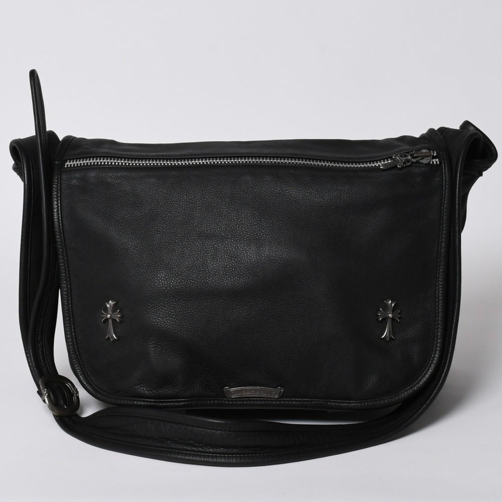 極美品 CHROME HEARTS クロムハーツ Gunslinger Messenger Bag スモールCHクロス ガンスリンガー メッセンジャーバッグ ショルダーバッグ ブラック 中古 4a006155