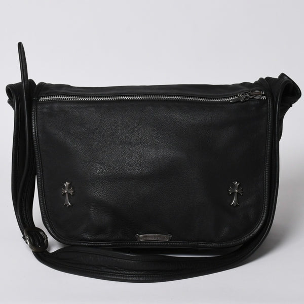極美品 CHROME HEARTS クロムハーツ Gunslinger Messenger Bag スモールCHクロス ガンスリンガー メッセンジャーバッグ ショルダーバッグ ブラック 中古 4a006155