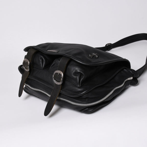 極美品 CHROME HEARTS クロムハーツ Gunslinger Messenger Bag スモールCHクロス ガンスリンガー メッセンジャーバッグ ショルダーバッグ ブラック 中古 4a006155