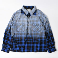 新品同様 Maison Margiela メゾン マルジェラ SS26 フェイデッド チェックシャツ S50DT0069 ブルー サイズ52 中古 4a006128
