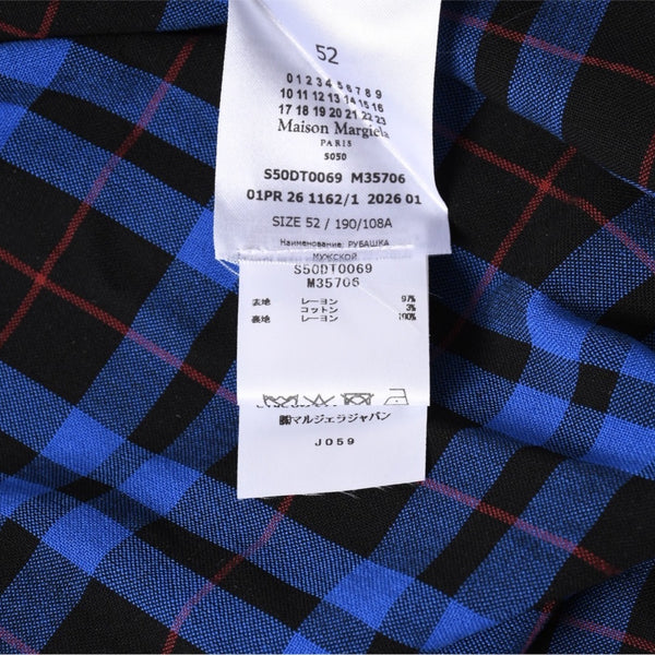 新品同様 Maison Margiela メゾン マルジェラ SS26 フェイデッド チェックシャツ S50DT0069 ブルー サイズ52 中古 4a006128