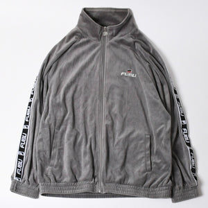 極美品 FUBU フブ トラックジャケット ジャージ サイズXL ベロア サイドロゴ コットン グレー ブラック 中古 4a005914