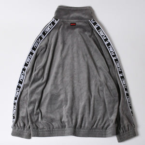 極美品 FUBU フブ トラックジャケット ジャージ サイズXL ベロア サイドロゴ コットン グレー ブラック 中古 4a005914