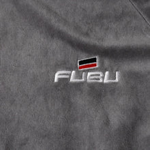 画像をギャラリービューアに読み込む, 極美品 FUBU フブ トラックジャケット ジャージ サイズXL ベロア サイドロゴ コットン グレー ブラック 中古 4a005914