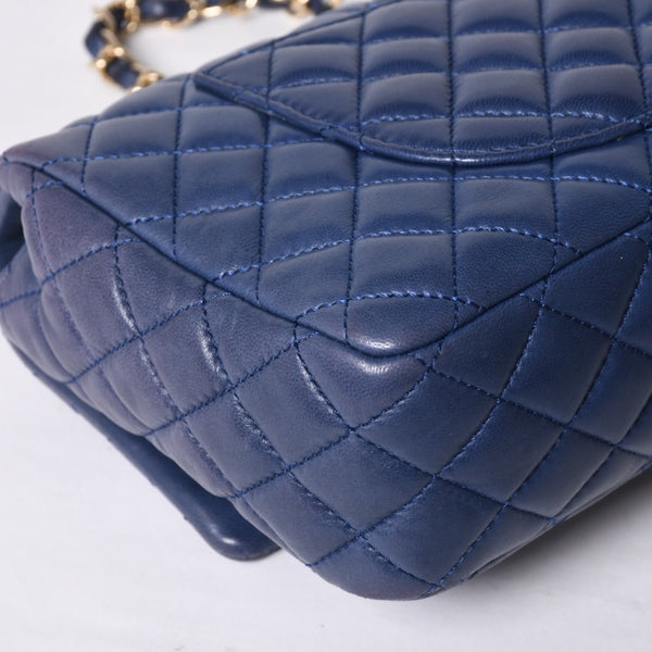 CHANEL シャネル チェーンショルダーバッグ マトラッセ25 バレンタイン限定 ココマーク ラムスキン ブルー 13番台 美品 中古 4a000617