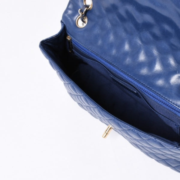 CHANEL シャネル チェーンショルダーバッグ マトラッセ25 バレンタイン限定 ココマーク ラムスキン ブルー 13番台 美品 中古 4a000617