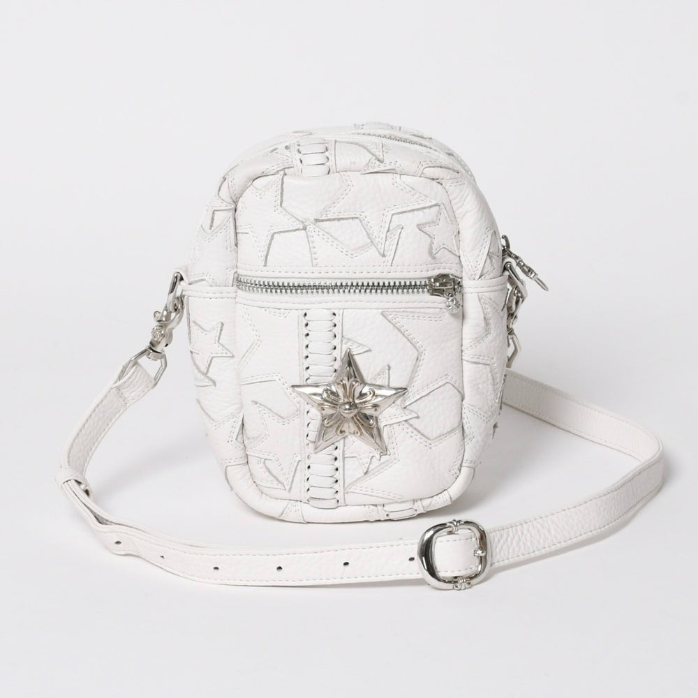 極美品 CHROME HEARTS クロムハーツ TAKA MINI タカ ミニ ショルダーバッグ ラスベガス限定 スターパッチ スター装飾 ホワイト 中古 4a006160