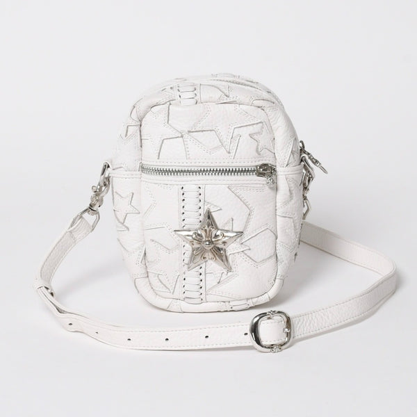 極美品 CHROME HEARTS クロムハーツ TAKA MINI タカ ミニ ショルダーバッグ ラスベガス限定 スターパッチ スター装飾 ホワイト 中古 4a006160