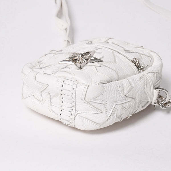 極美品 CHROME HEARTS クロムハーツ TAKA MINI タカ ミニ ショルダーバッグ ラスベガス限定 スターパッチ スター装飾 ホワイト 中古 4a006160