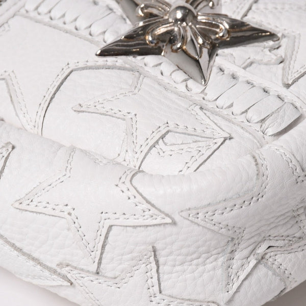 極美品 CHROME HEARTS クロムハーツ TAKA MINI タカ ミニ ショルダーバッグ ラスベガス限定 スターパッチ スター装飾 ホワイト 中古 4a006160