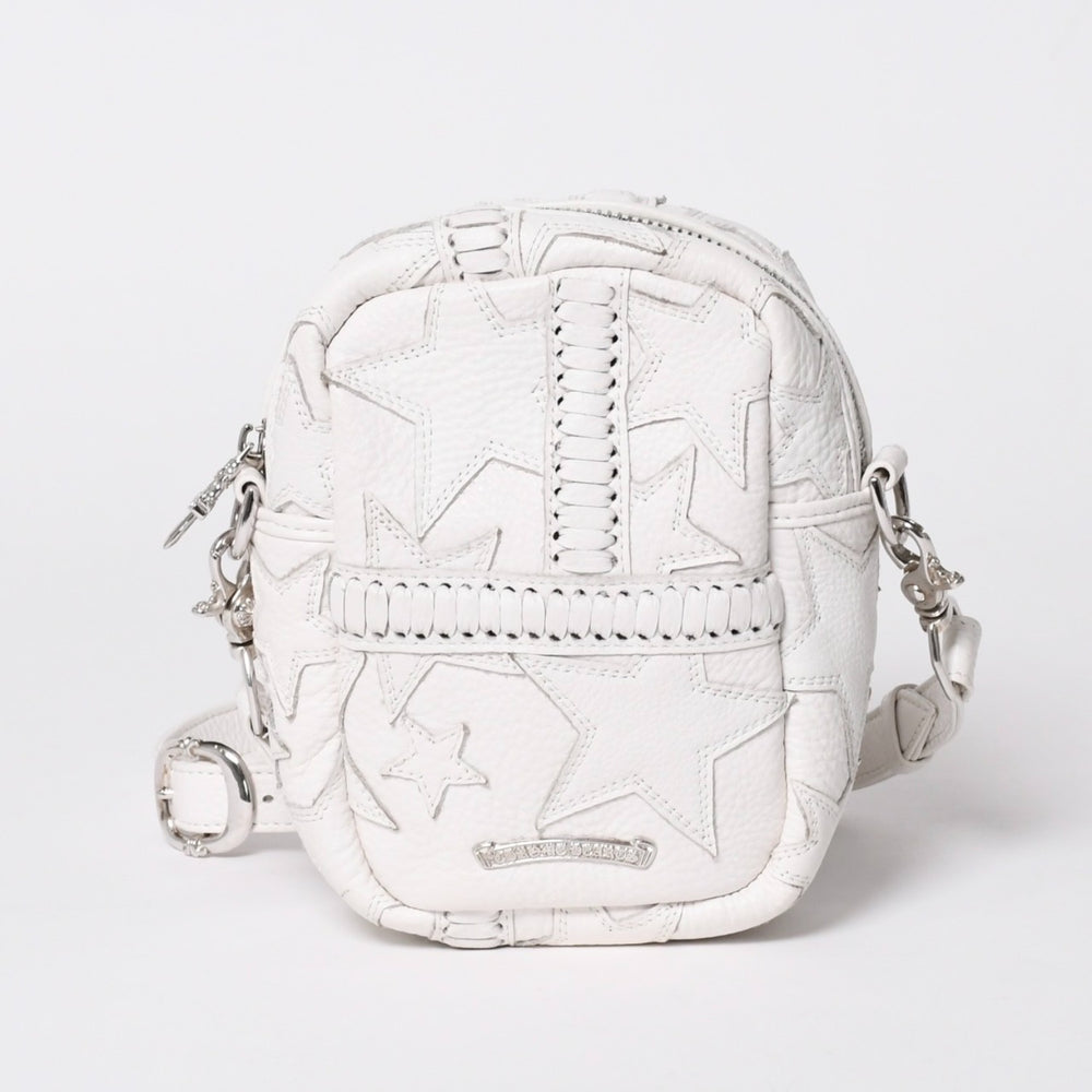 極美品 CHROME HEARTS クロムハーツ TAKA MINI タカ ミニ ショルダーバッグ ラスベガス限定 スターパッチ スター装飾 ホワイト 中古 4a006160