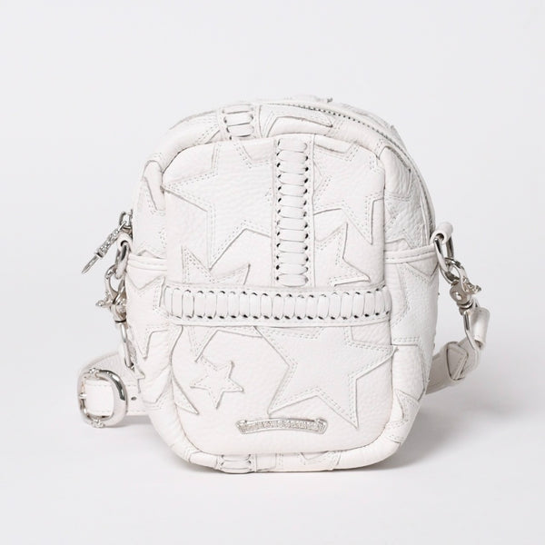 極美品 CHROME HEARTS クロムハーツ TAKA MINI タカ ミニ ショルダーバッグ ラスベガス限定 スターパッチ スター装飾 ホワイト 中古 4a006160