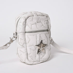 極美品 CHROME HEARTS クロムハーツ TAKA MINI タカ ミニ ショルダーバッグ ラスベガス限定 スターパッチ スター装飾 ホワイト 中古 4a006160