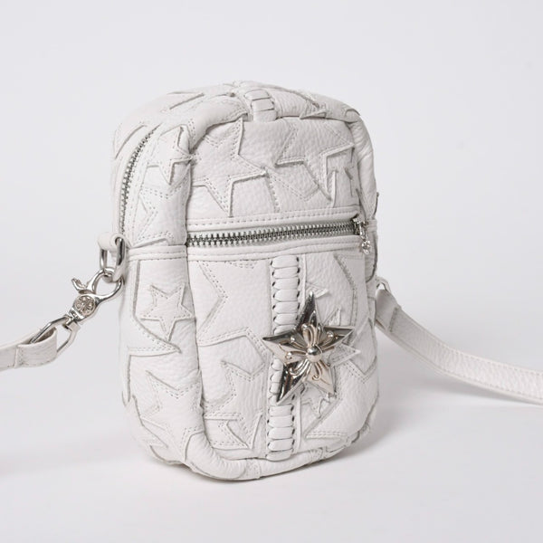 極美品 CHROME HEARTS クロムハーツ TAKA MINI タカ ミニ ショルダーバッグ ラスベガス限定 スターパッチ スター装飾 ホワイト 中古 4a006160