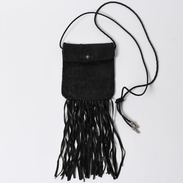 CHROME HEARTS クロムハーツ FLAT HIPPIE W/FRINGE フラットヒッピー フリンジ ショルダーバッグ セメタリークロスパッチ 美品 中古 4a006163