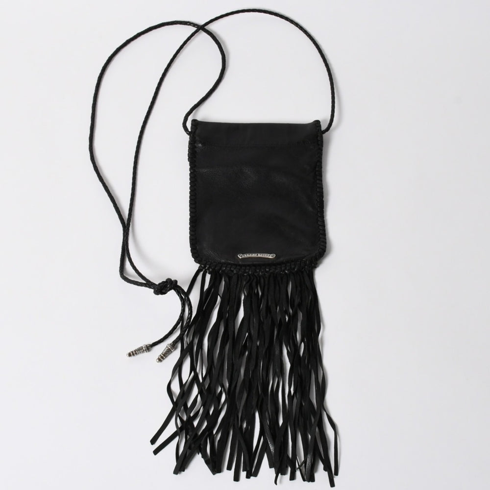 CHROME HEARTS クロムハーツ FLAT HIPPIE W/FRINGE フラットヒッピー フリンジ ショルダーバッグ セメタリークロスパッチ 美品 中古 4a006163