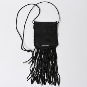 CHROME HEARTS クロムハーツ FLAT HIPPIE W/FRINGE フラットヒッピー フリンジ ショルダーバッグ セメタリークロスパッチ 美品 中古 4a006163