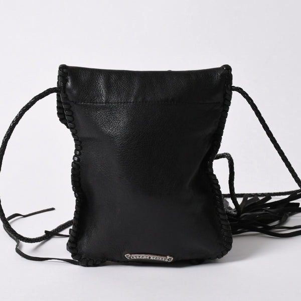 CHROME HEARTS クロムハーツ FLAT HIPPIE W/FRINGE フラットヒッピー フリンジ ショルダーバッグ セメタリークロスパッチ 美品 中古 4a006163