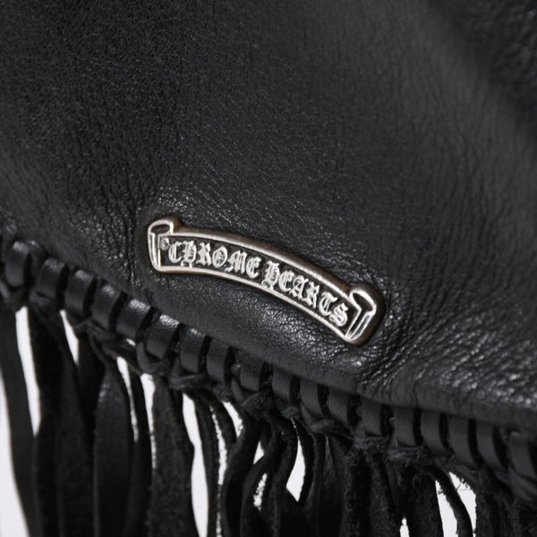 CHROME HEARTS クロムハーツ FLAT HIPPIE W/FRINGE フラットヒッピー フリンジ ショルダーバッグ セメタリークロスパッチ 美品 中古 4a006163