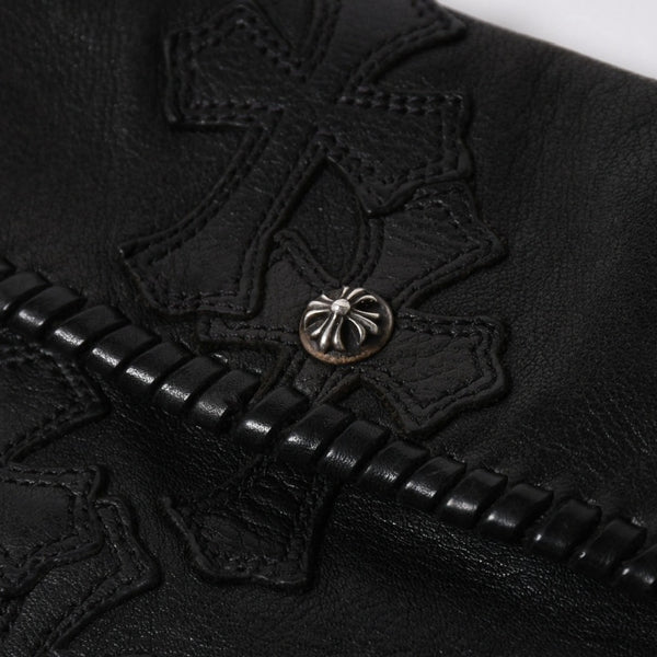 CHROME HEARTS クロムハーツ FLAT HIPPIE W/FRINGE フラットヒッピー フリンジ ショルダーバッグ セメタリークロスパッチ 美品 中古 4a006163