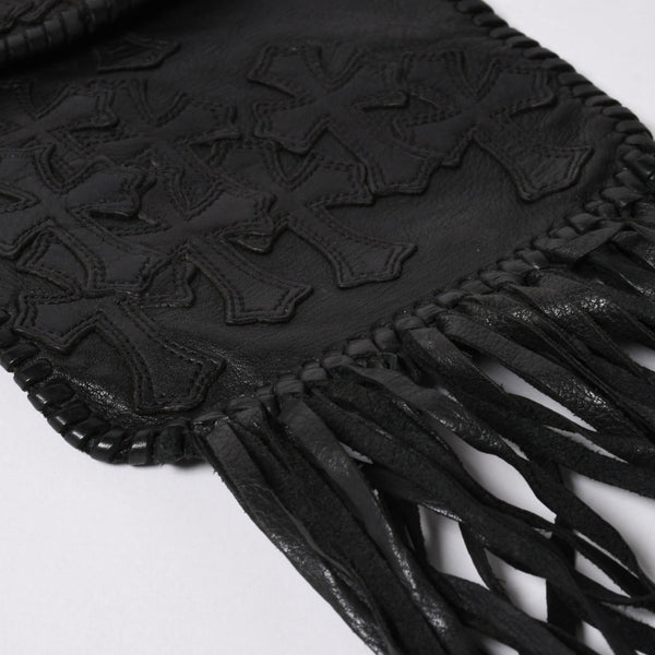 CHROME HEARTS クロムハーツ FLAT HIPPIE W/FRINGE フラットヒッピー フリンジ ショルダーバッグ セメタリークロスパッチ 美品 中古 4a006163