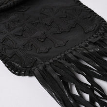 画像をギャラリービューアに読み込む, CHROME HEARTS クロムハーツ FLAT HIPPIE W/FRINGE フラットヒッピー フリンジ ショルダーバッグ セメタリークロスパッチ 美品 中古 4a006163