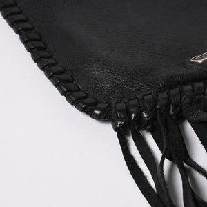 CHROME HEARTS クロムハーツ FLAT HIPPIE W/FRINGE フラットヒッピー フリンジ ショルダーバッグ セメタリークロスパッチ 美品 中古 4a006163